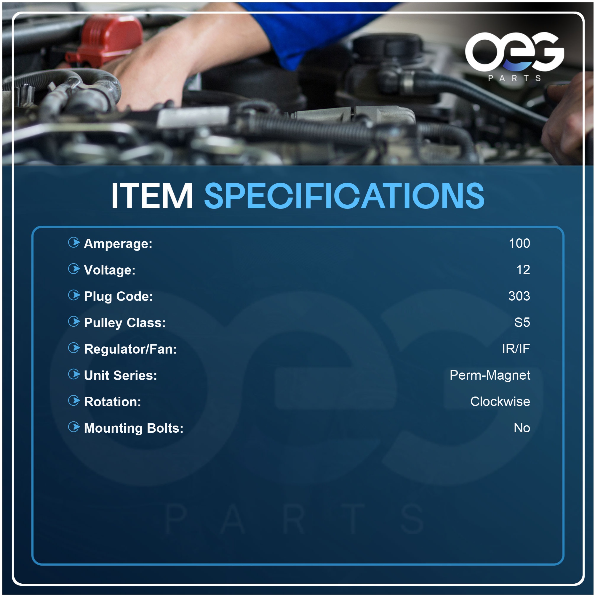 Alternador Nuevo OEG Parts Para Mazda RX-8 R2 1.3L (2004-2008) - 100A